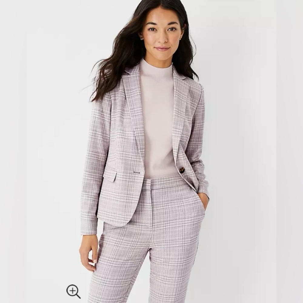 Ann Taylor One Button Blazer in Plaid